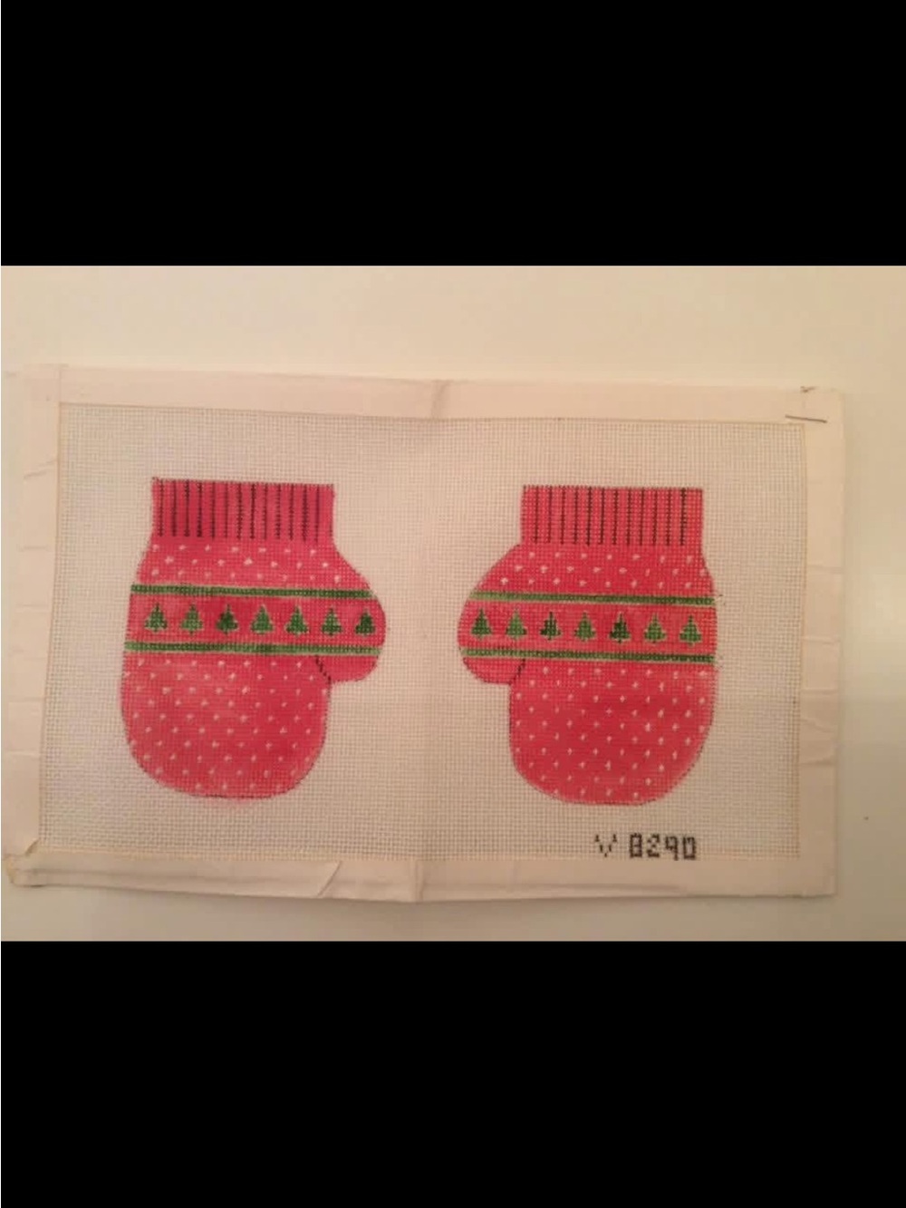 Red Kids Mittens Needlepoint Canvas Ornament -